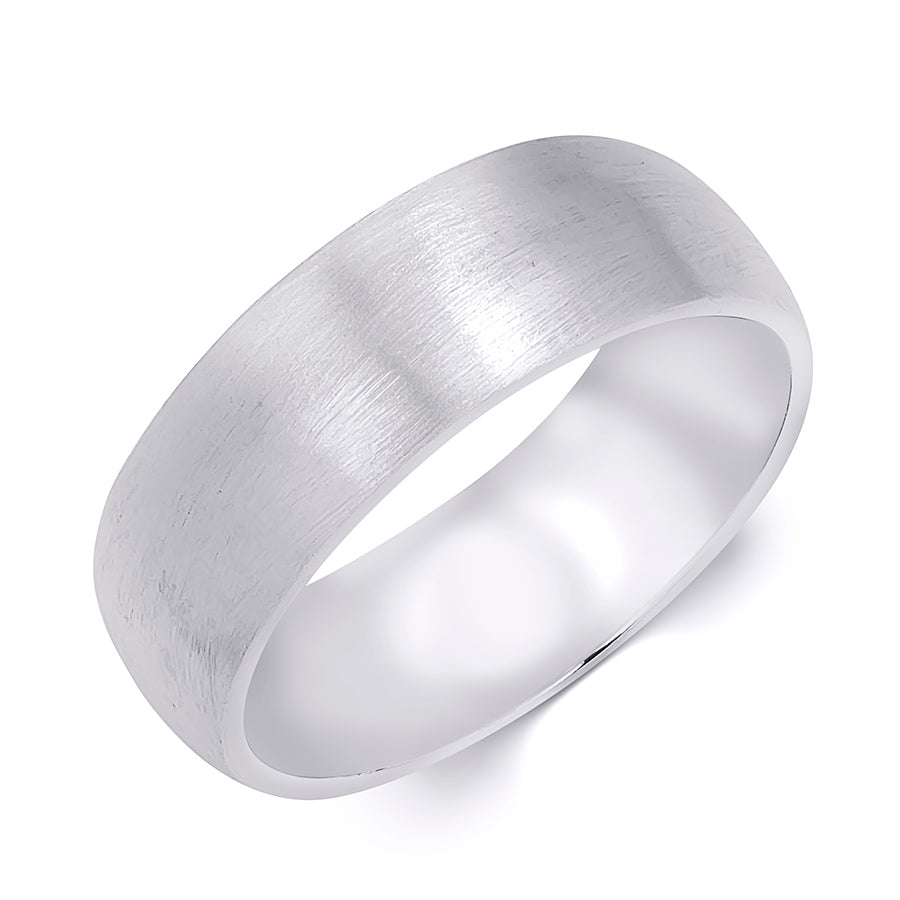 Mens Anniversary Wedding Band Ring Brushed Solid Silver 7mm Size 8-12