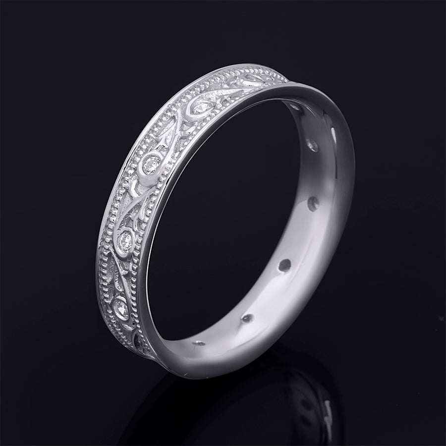 0.25 Carat CZ Mens Unisex Sterling Silver Wedding Band Ring Size 5-12