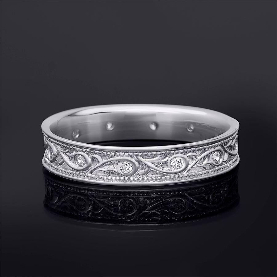 0.25 Carat CZ Mens Unisex Sterling Silver Wedding Band Ring Size 5-12