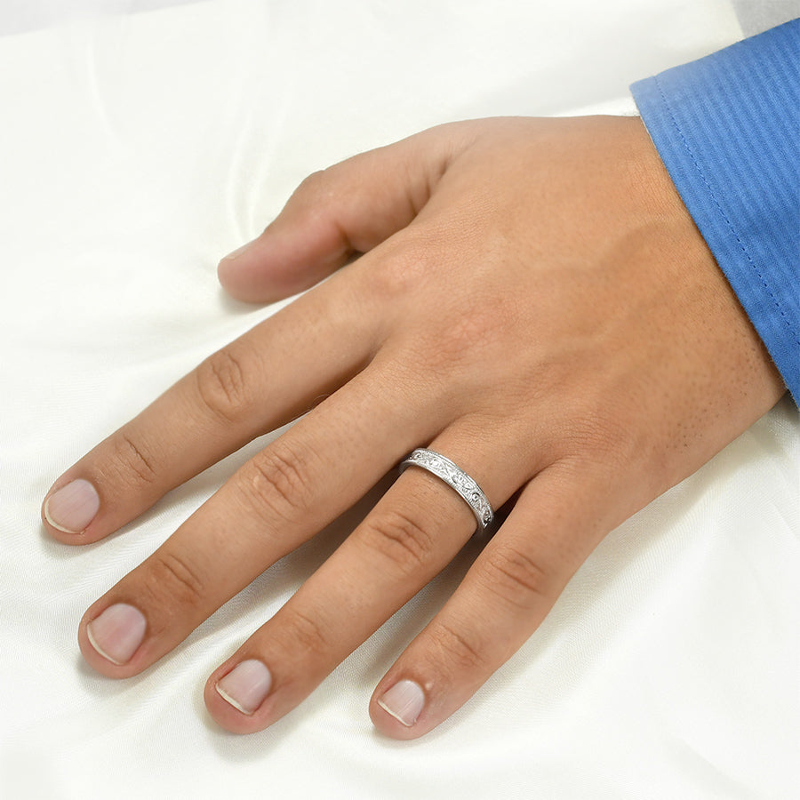 0.25 Carat CZ Mens Unisex Sterling Silver Wedding Band Ring Size 5-12