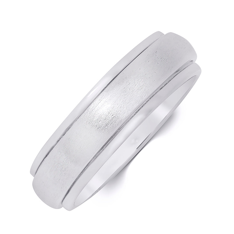 Mens Rotating Wedding Band Ring Authentic Sterling Silver Comfort Fit