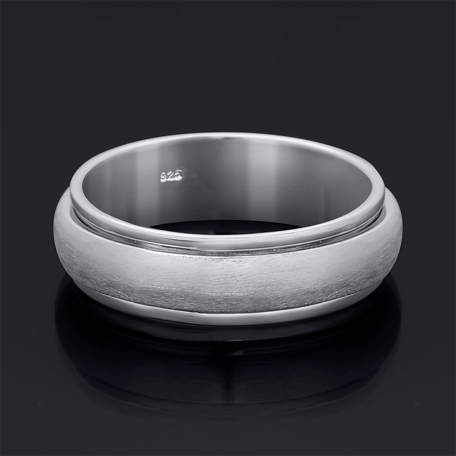 Mens Rotating Wedding Band Ring Authentic Sterling Silver Comfort Fit
