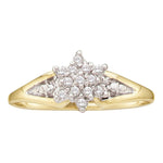 10kt Yellow Gold Womens Round Diamond Star Cluster Ring 1/10 Cttw