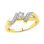 10kt Yellow Gold Womens Round Diamond Solitaire Promise Bridal Ring 1/10 Cttw