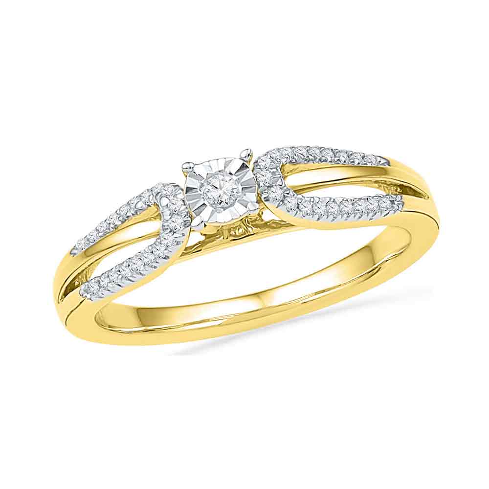 10kt Yellow Gold Womens Round Diamond Solitaire Open-shank Bridal Wedding Engagement Ring 1/6 Cttw