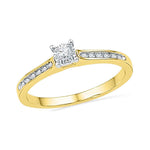 10kt Yellow Gold Womens Round Diamond Solitaire Bridal Wedding Engagement Ring 1/10 Cttw