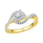 10kt Yellow Gold Womens Round Diamond Solitaire Swirl Bridal Wedding Engagement Ring 1/5 Cttw