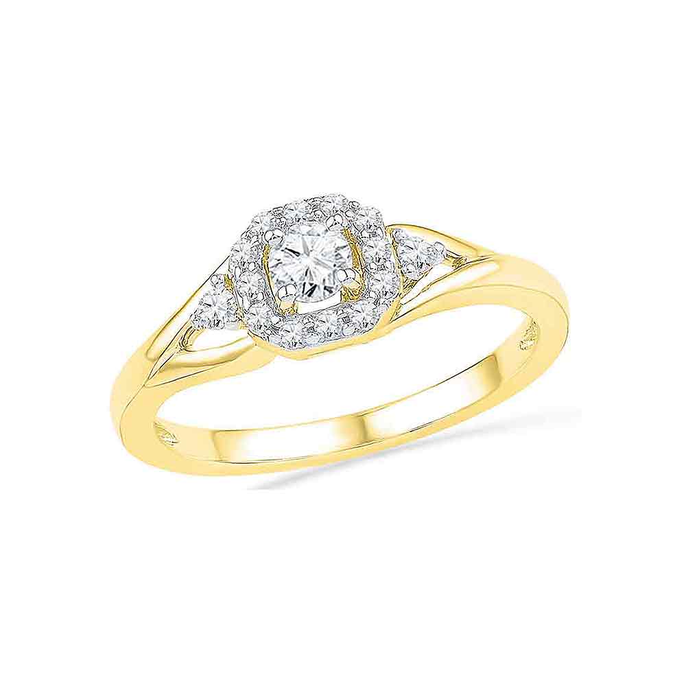 10kt Yellow Gold Womens Round Diamond Solitaire Bridal Wedding Engagement Ring 1/3 Cttw