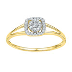 10kt Yellow Gold Womens Round Diamond Square Frame Cluster Ring 1/10 Cttw