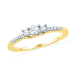 10kt Yellow Gold Womens Round Diamond 3-stone Bridal Wedding Engagement Ring 1/4 Cttw