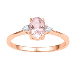 10kt Rose Gold Womens Oval Lab-Created Morganite Solitaire Diamond Ring 5/8 Cttw
