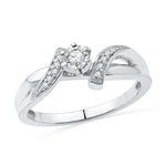10kt White Gold Womens Round Diamond Solitaire Promise Bridal Ring 1/10 Cttw
