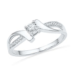 10kt White Gold Womens Round Diamond Solitaire Promise Bridal Ring 1/10 Cttw