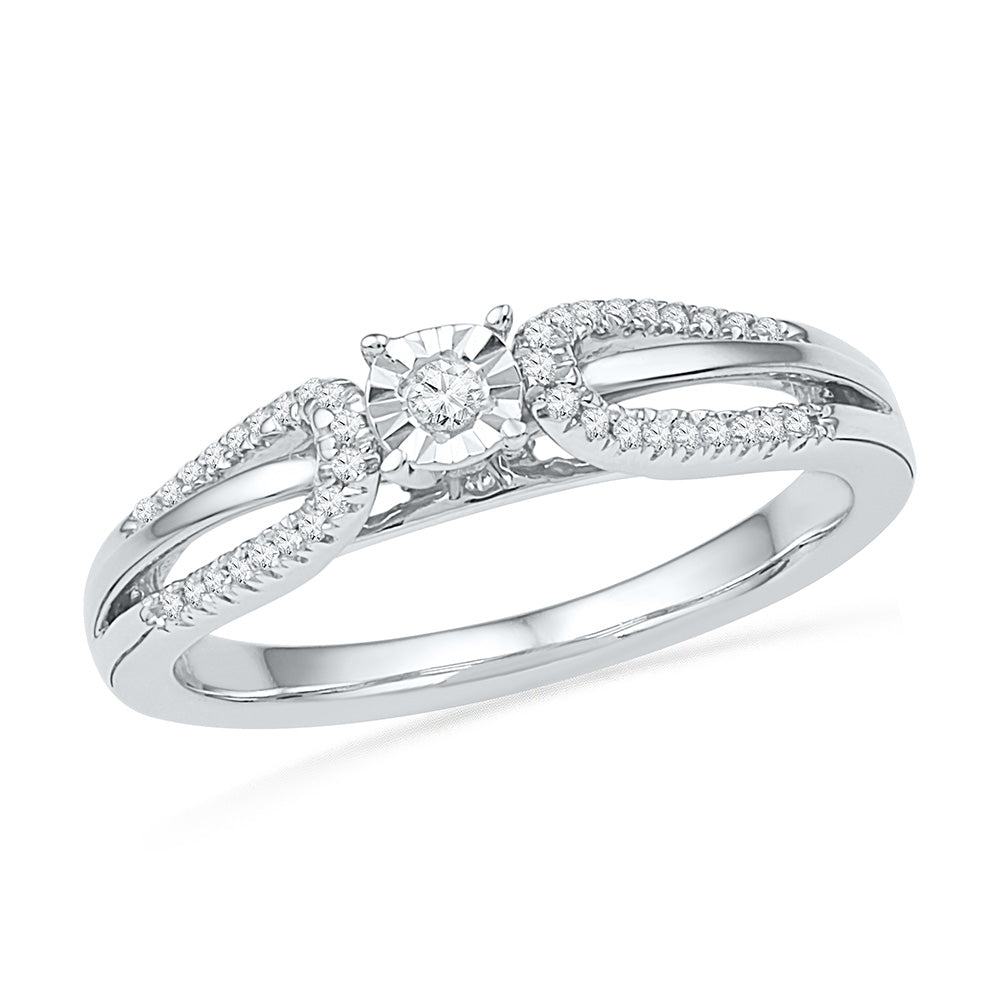 10kt White Gold Womens Round Diamond Solitaire Open-shank Bridal Wedding Engagement Ring 1/6 Cttw