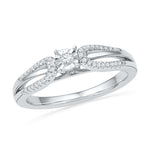 10kt White Gold Womens Round Diamond Solitaire Open-shank Bridal Wedding Engagement Ring 1/6 Cttw