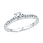 10kt White Gold Womens Round Diamond Solitaire Bridal Wedding Engagement Ring 1/10 Cttw