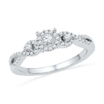 10kt White Gold Womens Round Diamond Solitaire Halo Twist Bridal Wedding Engagement Ring 1/4 Cttw