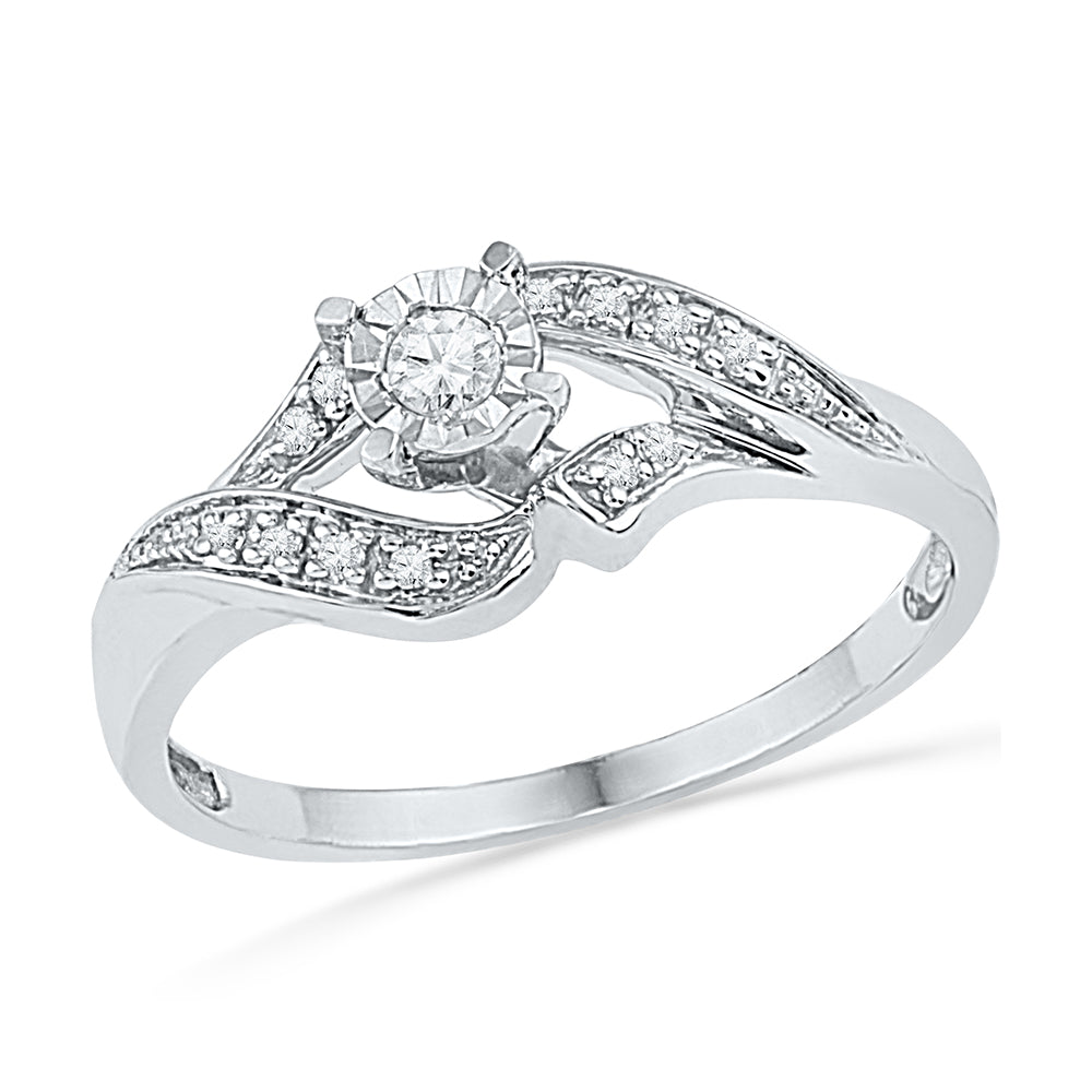 10kt White Gold Womens Round Diamond Solitaire Bridal Wedding Engagement Ring 1/6 Cttw