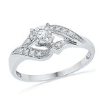 10kt White Gold Womens Round Diamond Solitaire Bridal Wedding Engagement Ring 1/6 Cttw