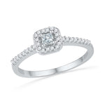 10kt White Gold Womens Princess Diamond Solitaire Square Halo Bridal Wedding Engagement Ring 1/4 Cttw