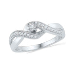 10kt White Gold Womens Round Diamond Solitaire Crossover Twist Promise Bridal Ring 1/5 Cttw