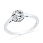10kt White Gold Womens Round Diamond Solitaire Halo Promise Bridal Ring 1/4 Cttw