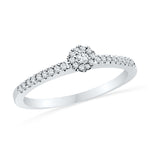 10kt White Gold Womens Round Diamond Solitaire Halo Promise Bridal Ring 1/6 Cttw