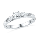 10kt White Gold Womens Round Diamond 3-stone Bridal Wedding Engagement Ring 1/2 Cttw