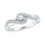 10kt White Gold Womens Round Diamond Solitaire Swirl Promise Bridal Ring 1/5 Cttw