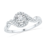 10kt White Gold Womens Round Diamond Solitaire Twist Promise Bridal Ring 1/6 Cttw