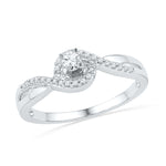 10kt White Gold Womens Round Diamond Solitaire Swirl Promise Bridal Ring 1/5 Cttw