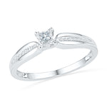 10kt White Gold Womens Princess Diamond Solitaire Promise Bridal Ring 1/6 Cttw