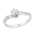 10kt White Gold Womens Round Diamond Solitaire Bridal Wedding Engagement Ring 1/6 Cttw