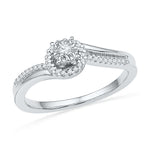 10kt White Gold Womens Round Diamond Solitaire Halo Bridal Wedding Engagement Ring 1/6 Cttw