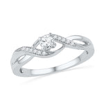 10kt White Gold Womens Round Diamond Solitaire Crossover Twist Promise Bridal Ring 1/6 Cttw