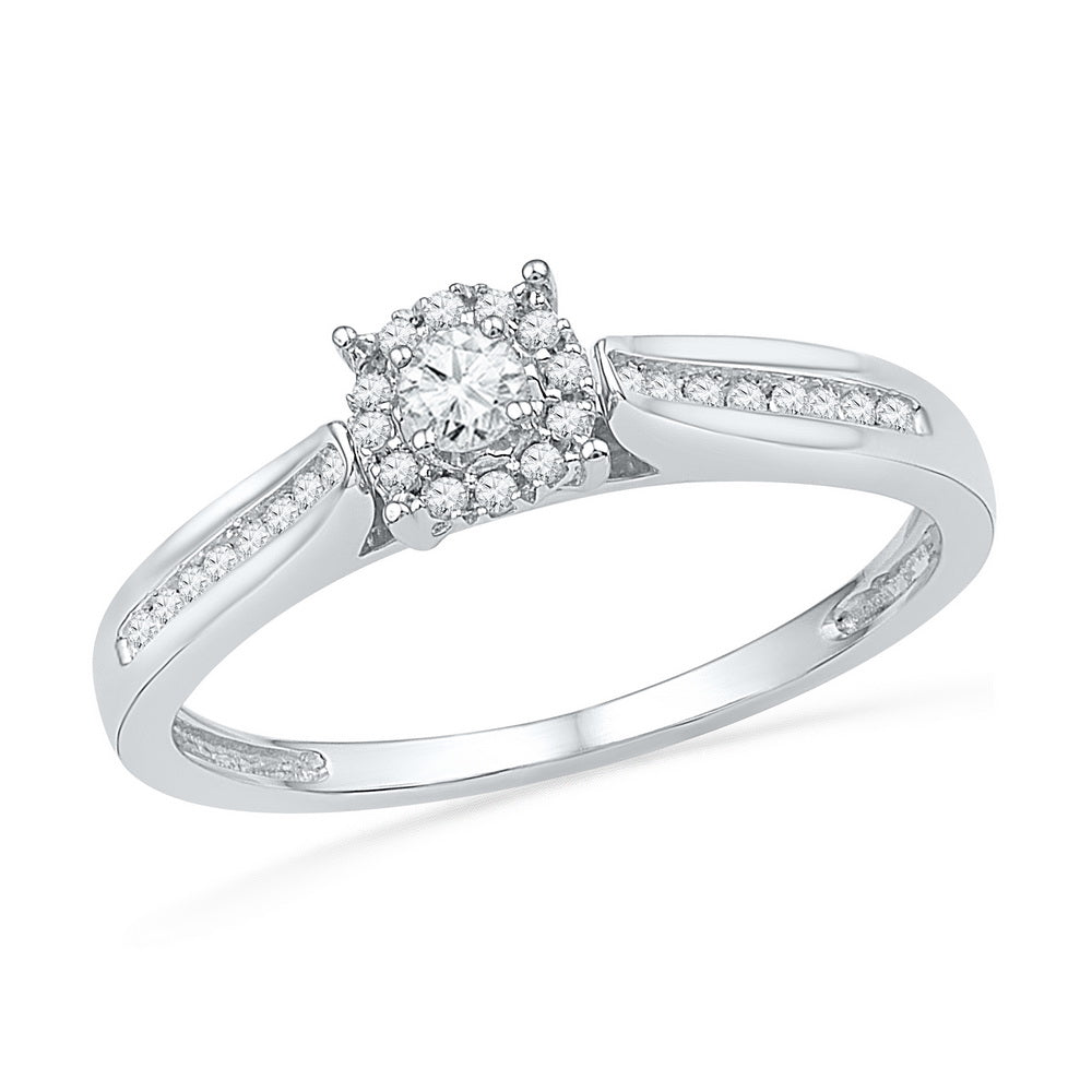 10kt White Gold Womens Round Diamond Solitaire Bridal Wedding Engagement Ring 1/6 Cttw