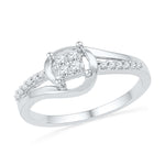 10kt White Gold Womens Round Diamond Square Cluster Bridal Wedding Engagement Ring 1/6 Cttw