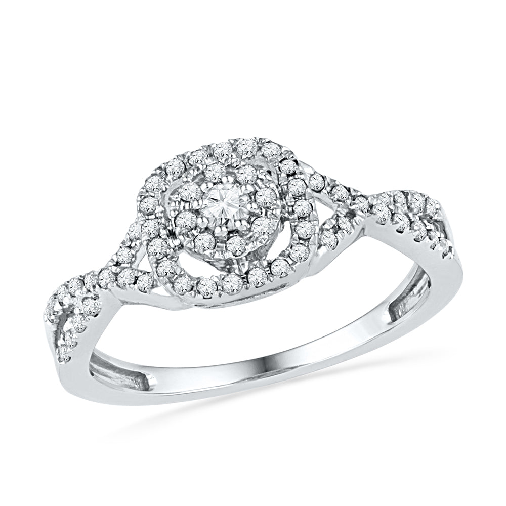 10kt White Gold Womens Round Diamond Solitaire Twist Bridal Wedding Engagement Ring 1/3 Cttw