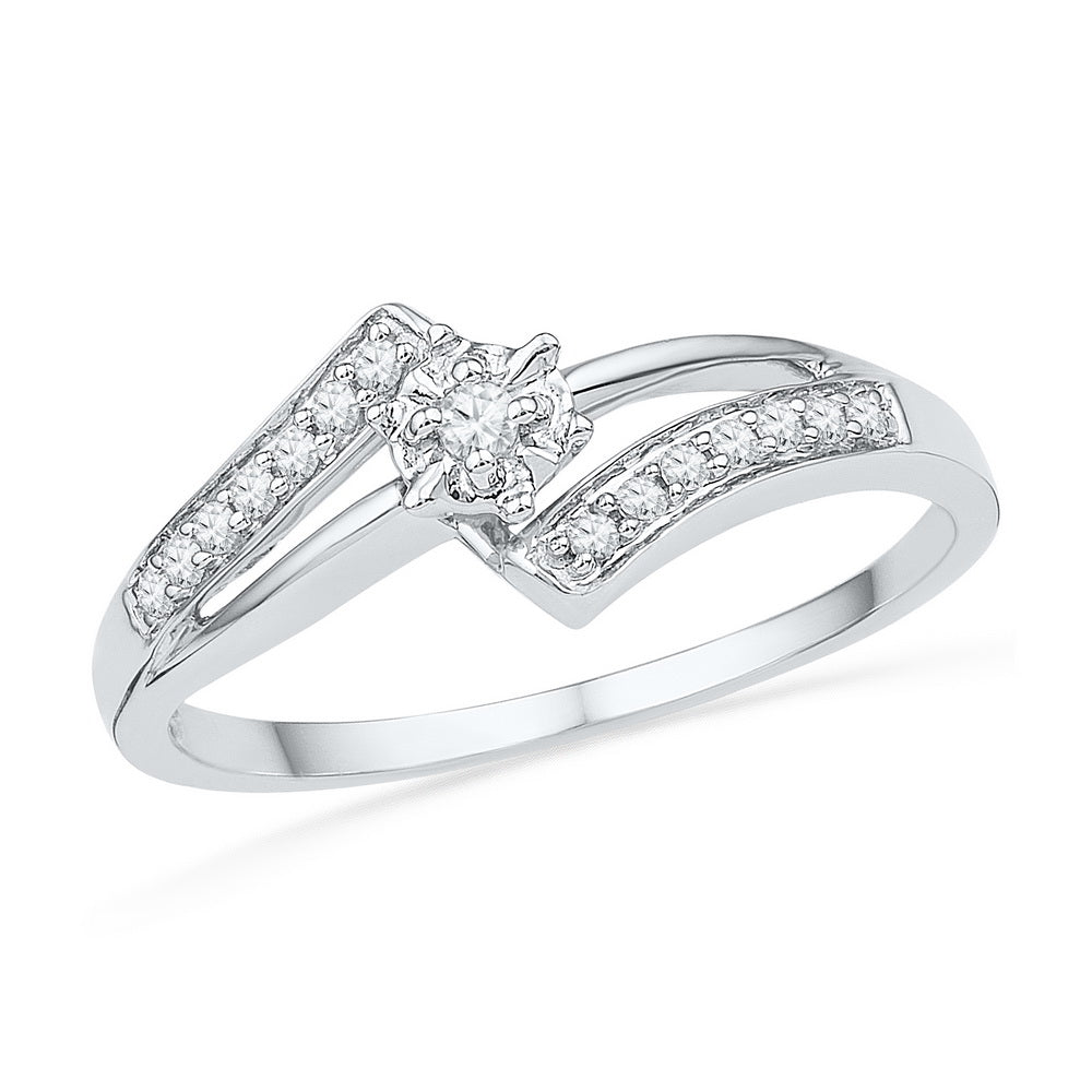 10kt White Gold Womens Round Diamond Solitaire Bridal Wedding Engagement Ring 1/10 Cttw
