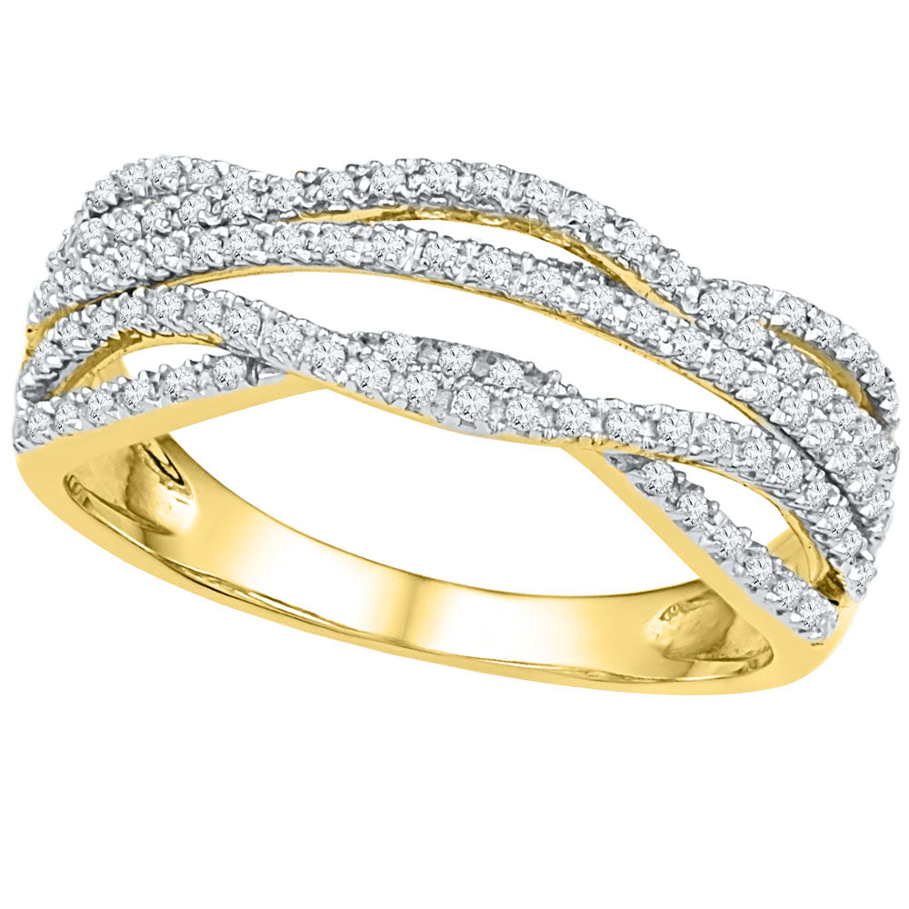 10kt Yellow Gold Womens Round Diamond Woven Band Ring 1/3 Cttw