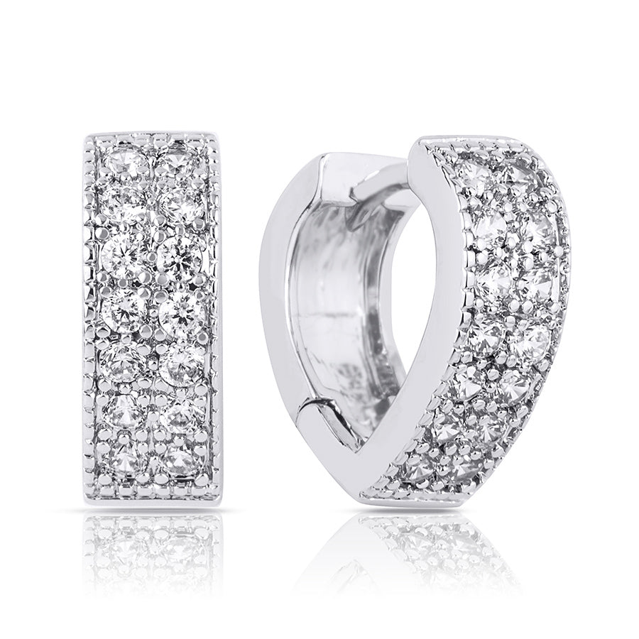 1/4 CT Simulated Diamond Hoop Earrings Silver Plated Fashion