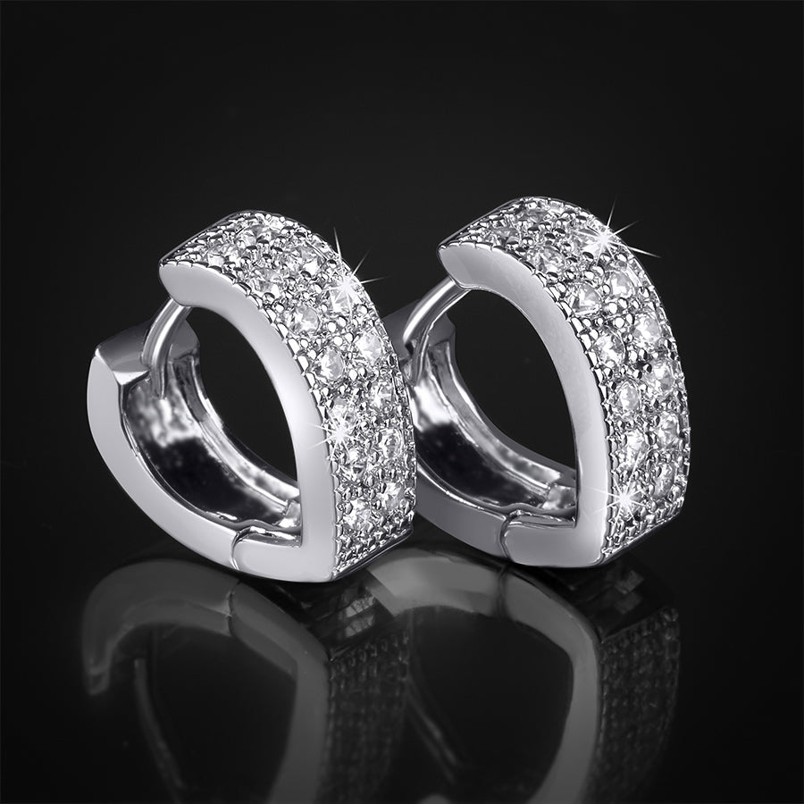 1/4 CT Simulated Diamond Hoop Earrings Silver Plated Fashion