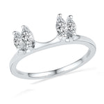 14kt White Gold Womens Oval Diamond Ring Guard Wrap Solitaire Enhancer 1/2 Cttw