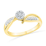 10kt Yellow Gold Womens Round Diamond Cluster Bridal Wedding Engagement Ring 1/5 Cttw