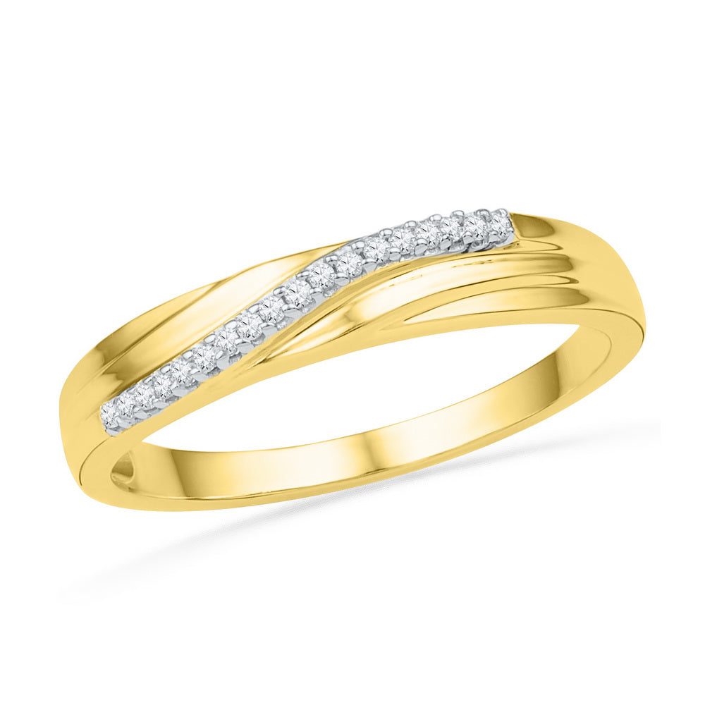 10kt Yellow Gold Womens Round Diamond Band Ring 1/20 Cttw