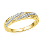 10kt Yellow Gold Womens Round Diamond Simple Band Ring 1/10 Cttw