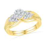 10kt Yellow Gold Womens Round Diamond Cluster Bridal Wedding Engagement Ring Band Set 1/3 Cttw