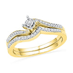 10kt Yellow Gold Womens Round Diamond Bridal Wedding Engagement Ring Band Set 1/5 Cttw