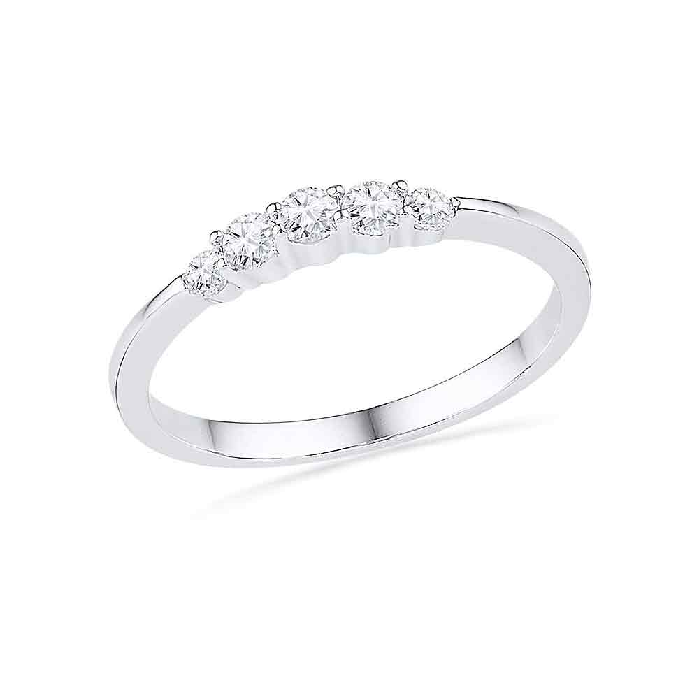 10kt White Gold Womens Round Diamond 5-stone Bridal Wedding Engagement Ring 1/4 Cttw