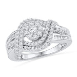 10kt White Gold Womens Round Diamond Cluster Bridal Wedding Engagement Ring 3/4 Cttw